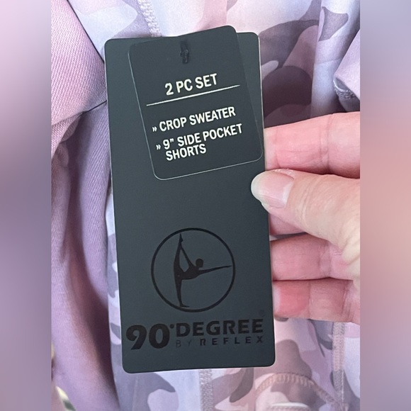 90 DEGREES BY REFLEX Two Piece Sweatshirt Bike Shorts Activewear Set. NWT - Picture 5 of 6